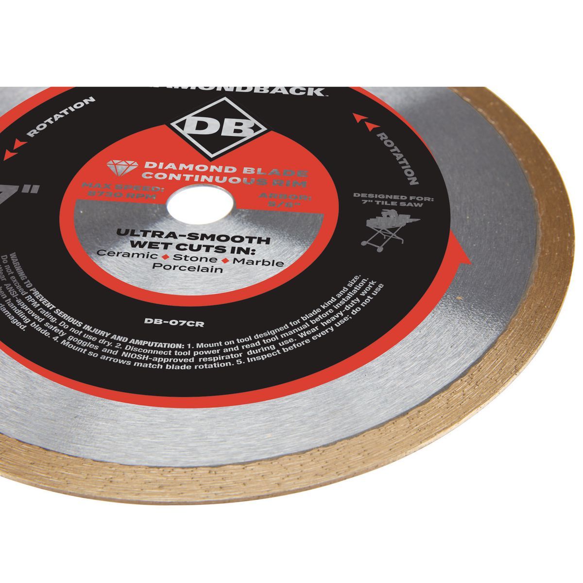 7 in. Continuous Rim Wet or Dry Cut Diamond Blade W53621