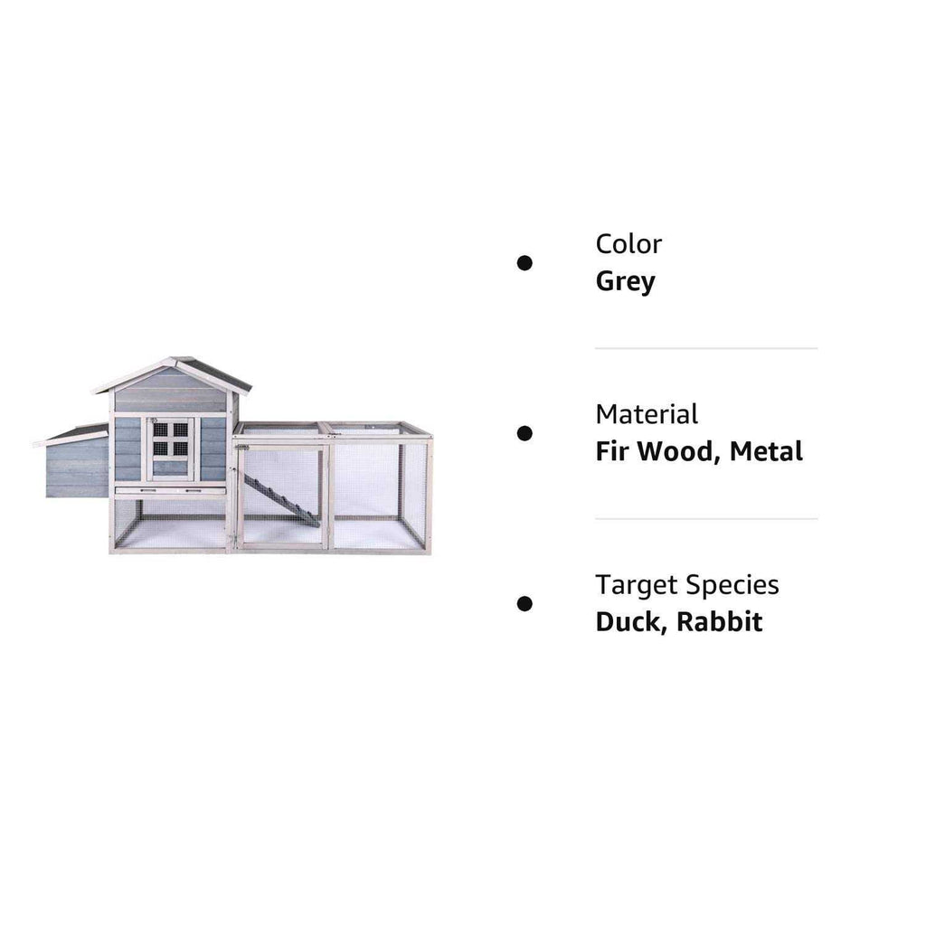 Chicken Coop for 2-4 Chickens Wooden Run Cage with Ramps T987
