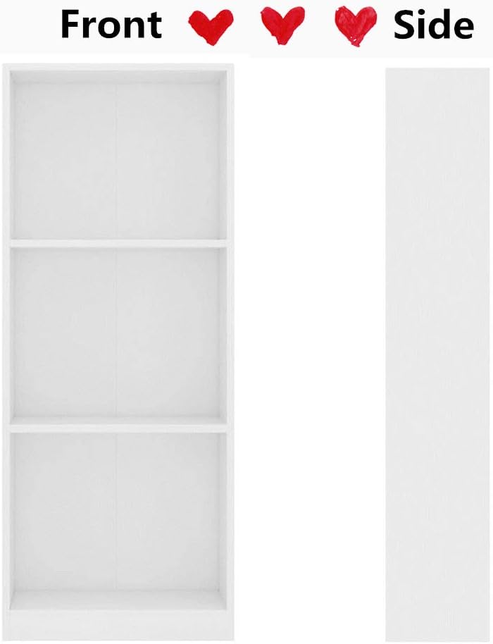 3-Tier White Chipboard Bookcase L891144