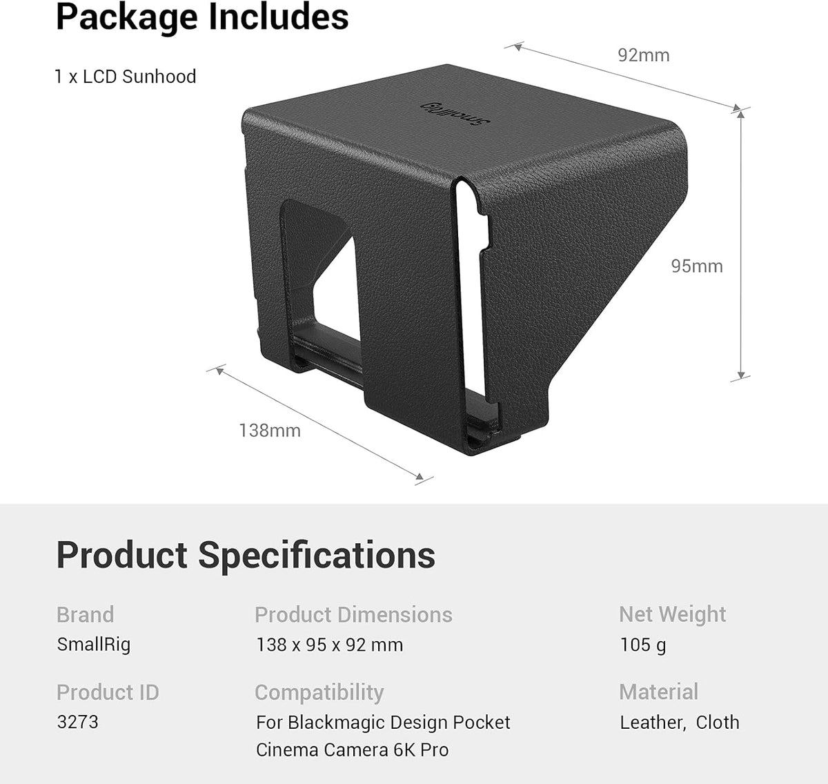 Camera Sun Hood Sun Shade LCD Screen Sunhood S554487