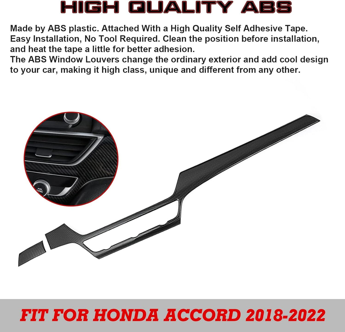 2pcs Carbon Fiber Pattern Console Dashboard AC Switch Button Panel Cover Trim P1417