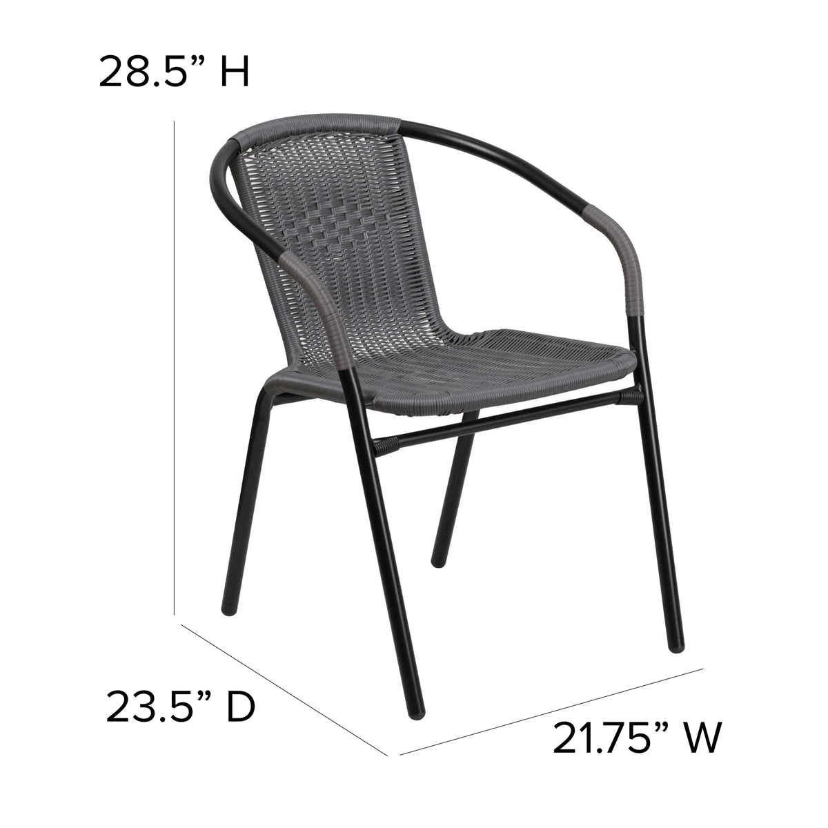 2 Pack Gray Rattan Stack Chair B589