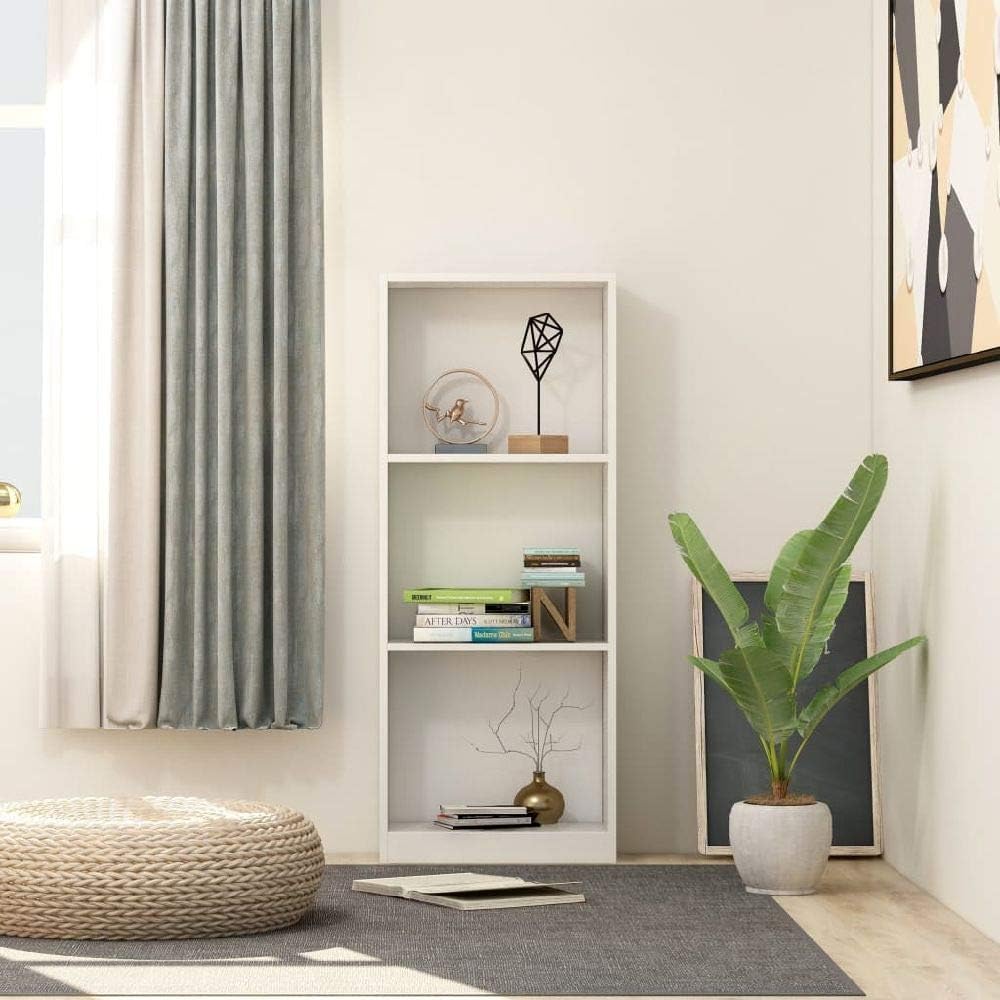 3-Tier White Chipboard Bookcase L891144