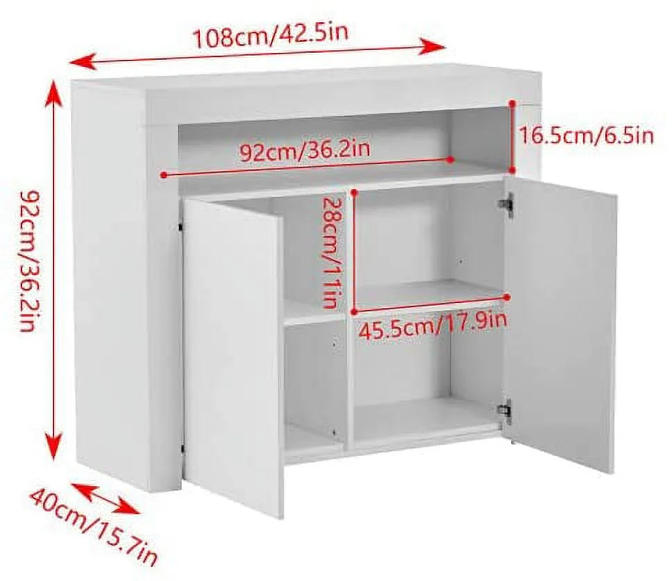 LED High Gloss Sideboard Buffet Cabinet S3858