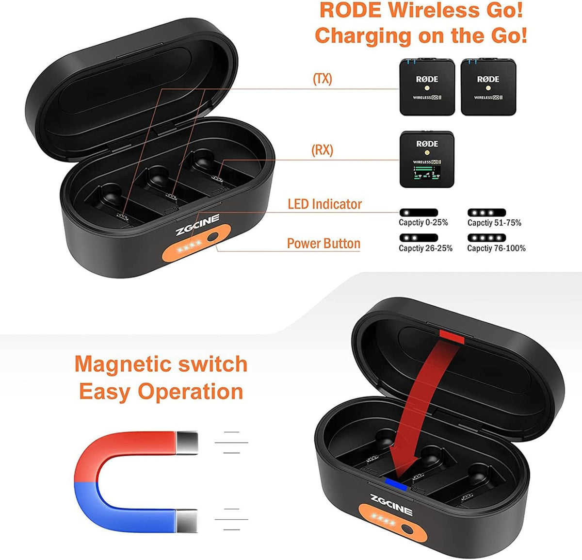 Wireless Charging Case with 3400mAh Built-in Battery F572