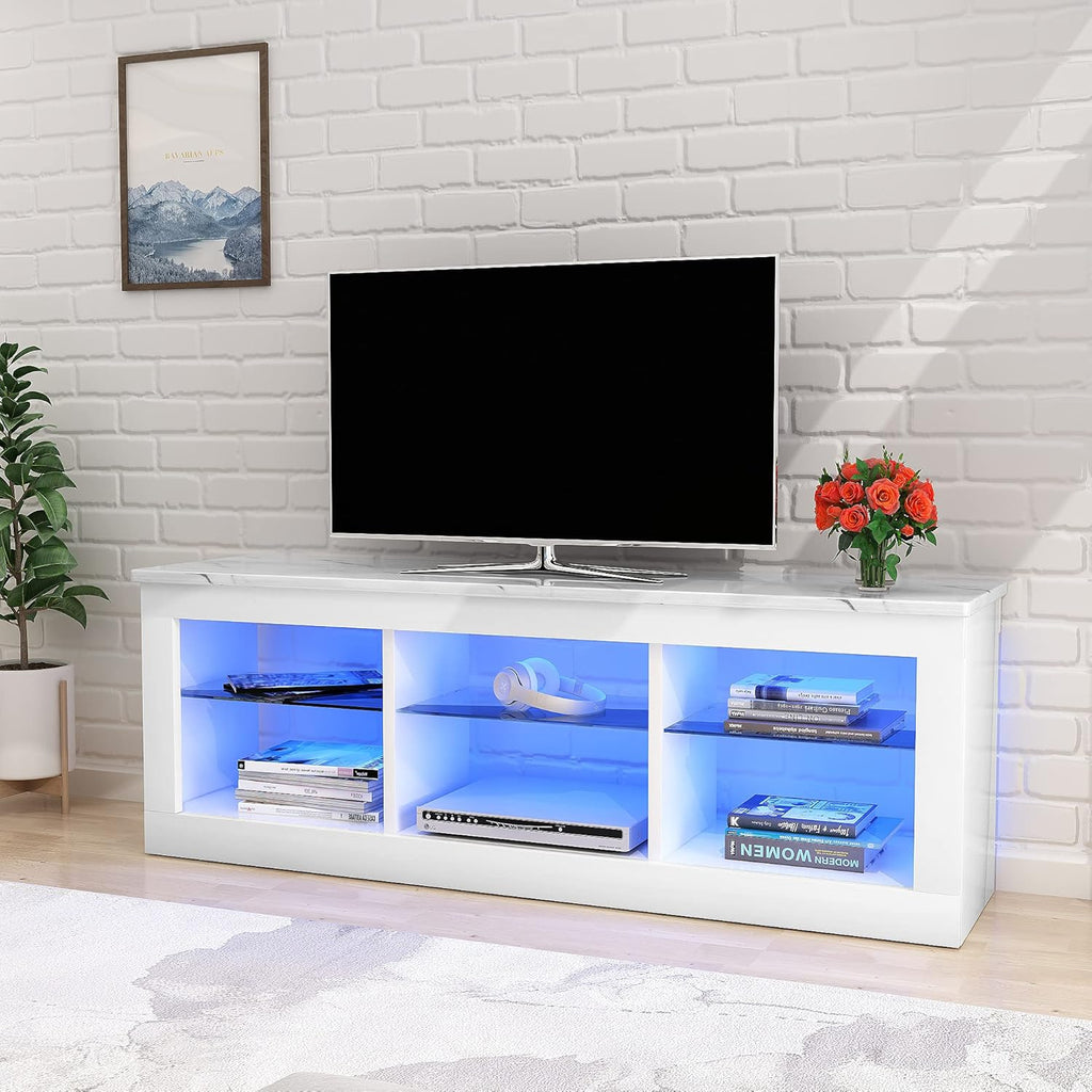 Black High Gloss TV Stand with 2 Drawers and Open Shelves Y60322