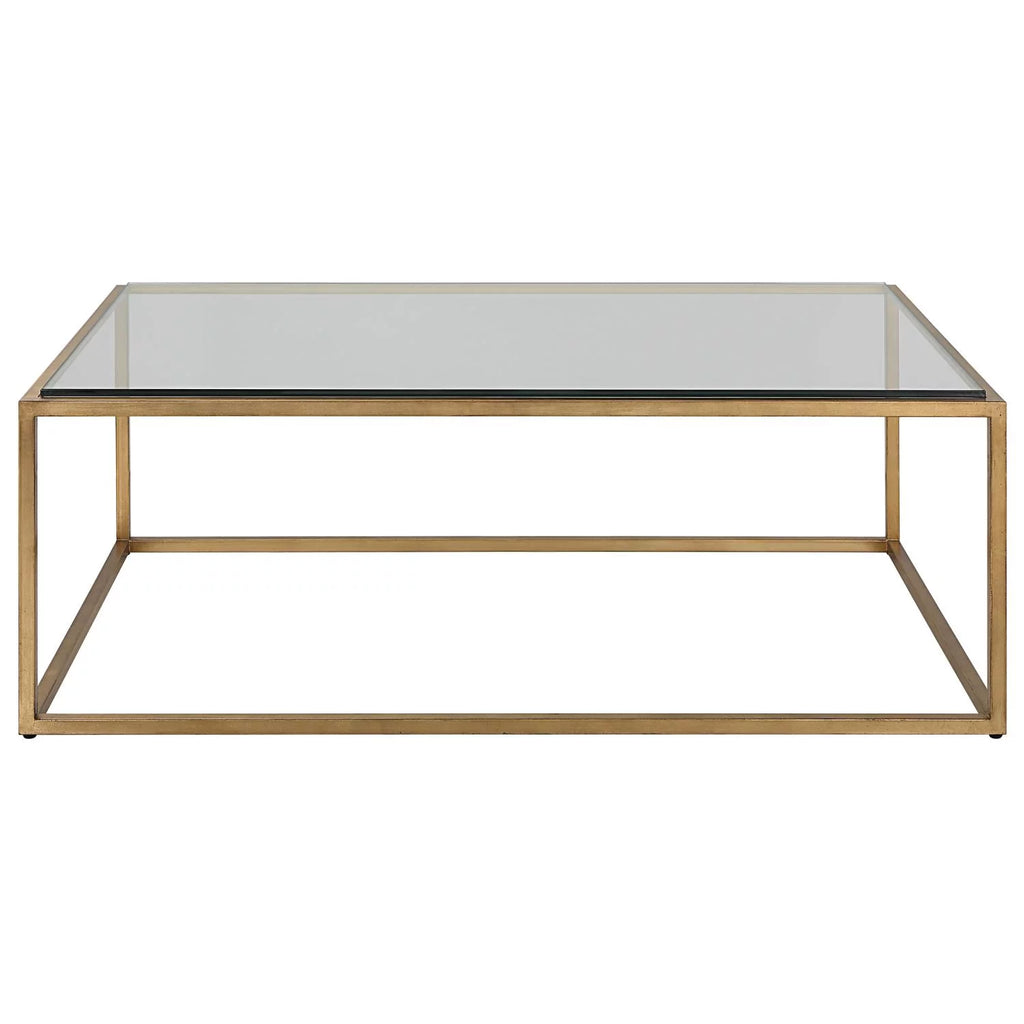 48" Iron and Tempered Glass Coffee Table T15569