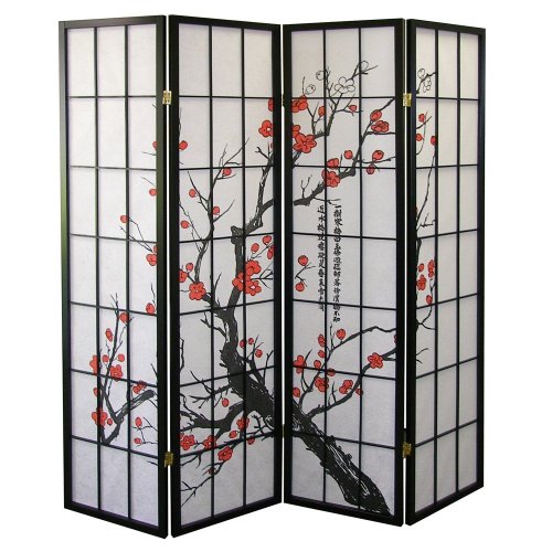 Black 4-Panel Room Divider B8859