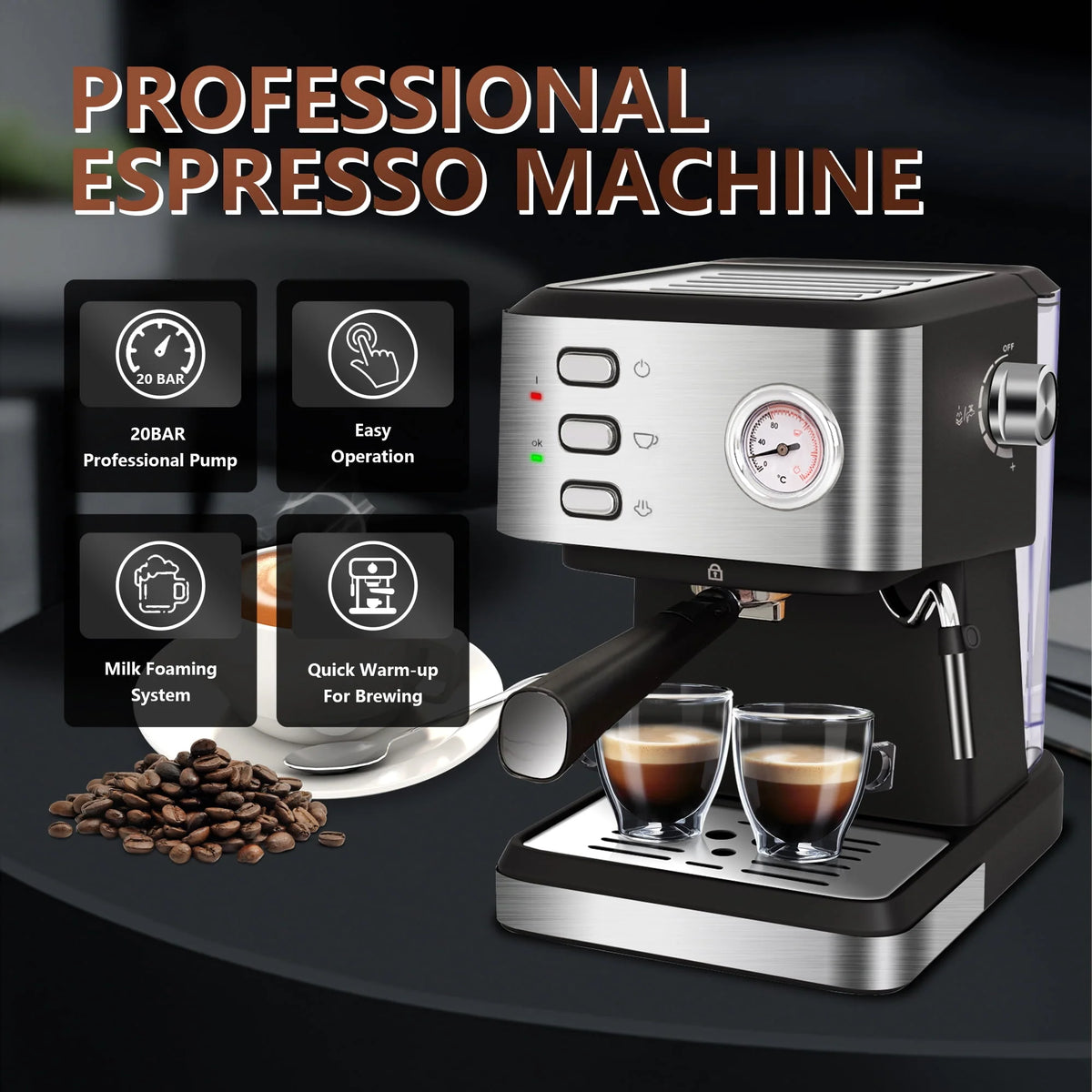 20 Bar Espresso Machine with Milk Frother K4873