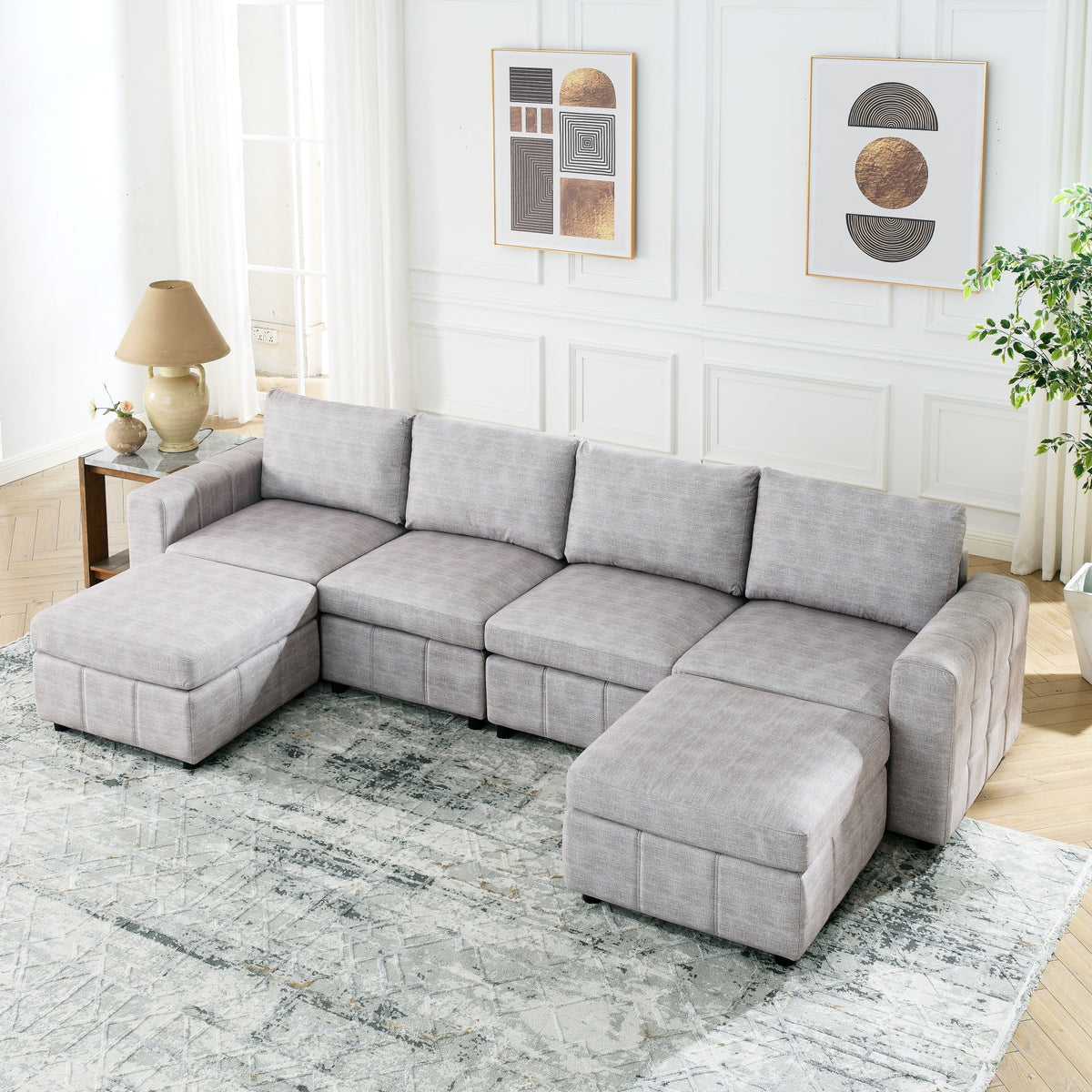 Upholstered Modular U-Shaped Sectional Sofa E501954