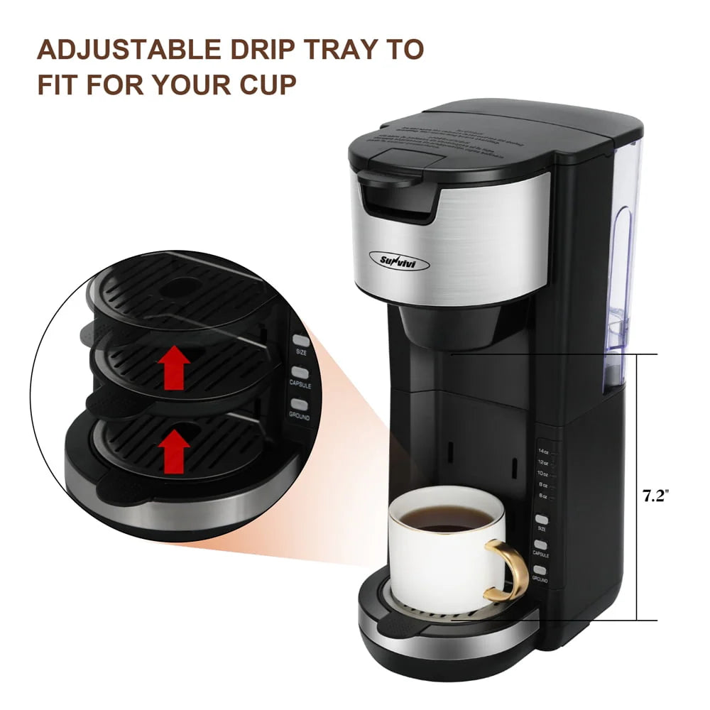 Single Serve Coffee Maker with 30 Oz Removable Reservoir, Black K138074