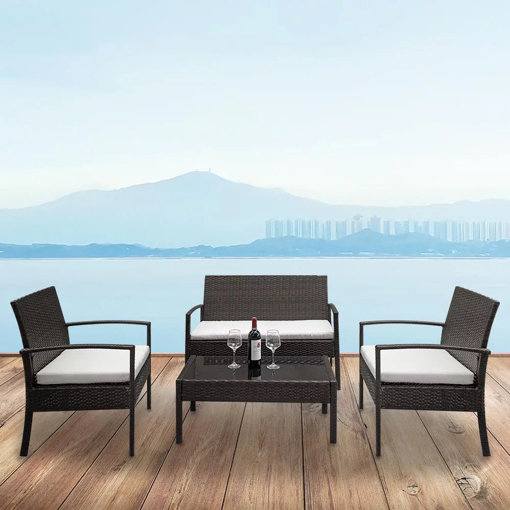 4 PCS Patio Rattan Conversation Furniture Set N6111