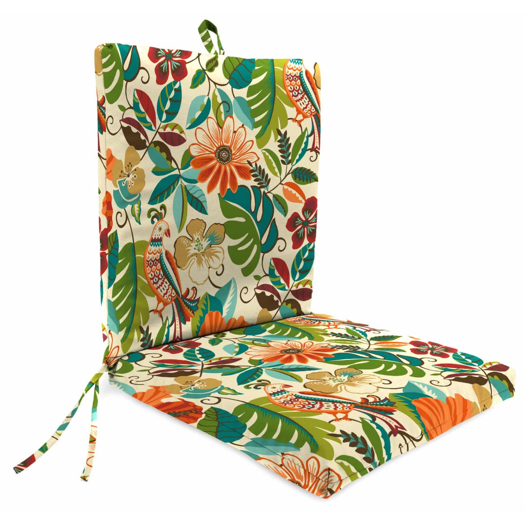 Multicolor Floral Outdoor Chair Cushion with Ties V468