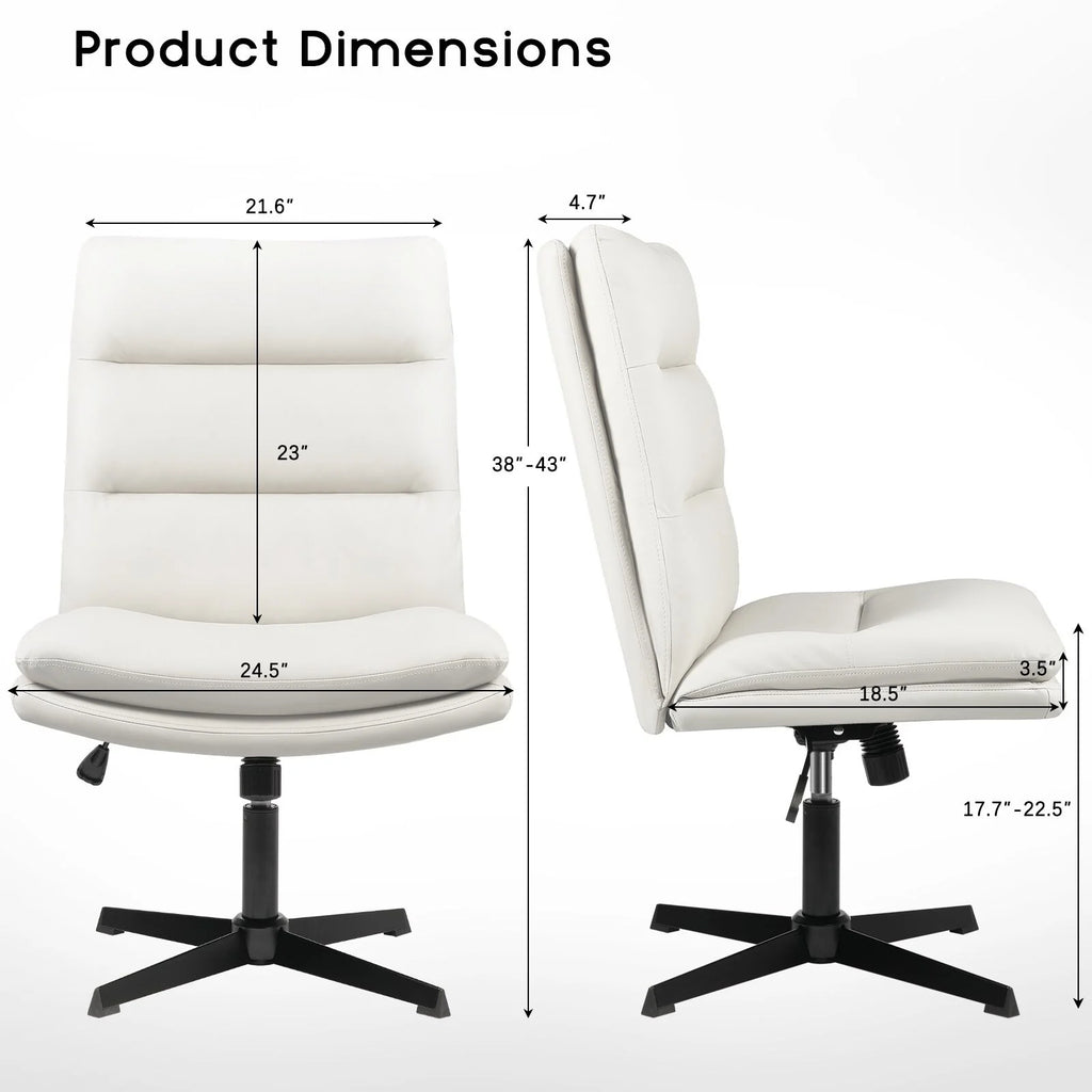 White Armless PU Leather High Back Office Chair K44409