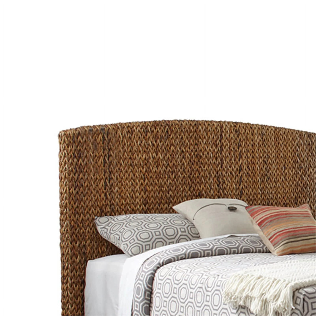 Solid Wood Queen Size Bed with Chamfered Legs in Brown R143