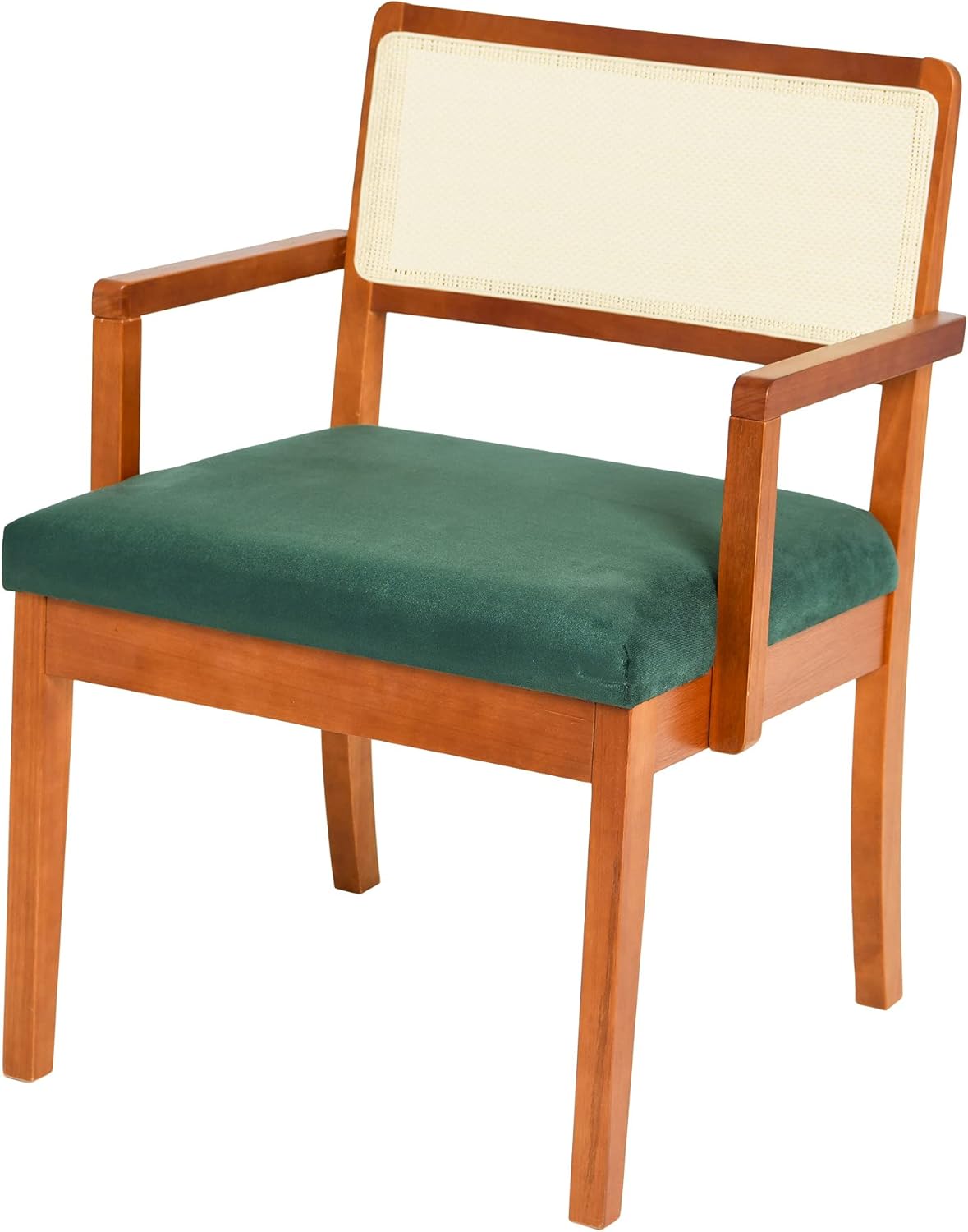 Black Velvet Accent Chair with Natural Cane Back P86519