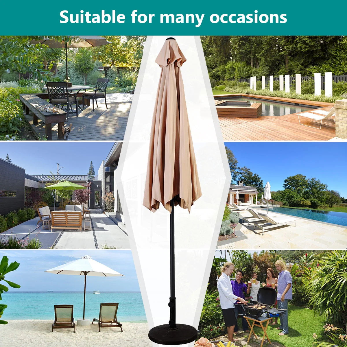 10FT Steel Tilt Patio Umbrella G1485