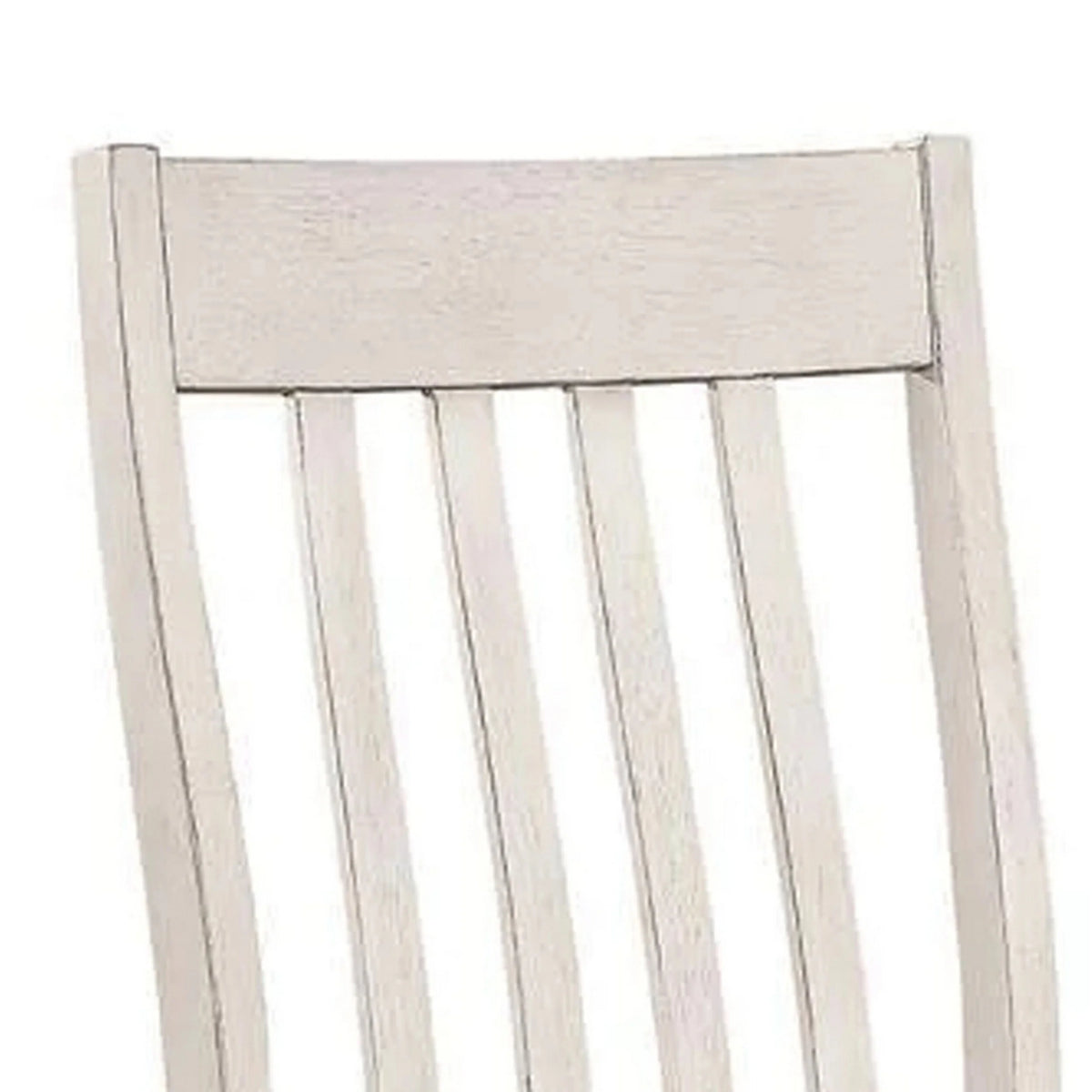 18 Inch Set of 2 Slatted Back Antique White Wood Dining Chair Q189