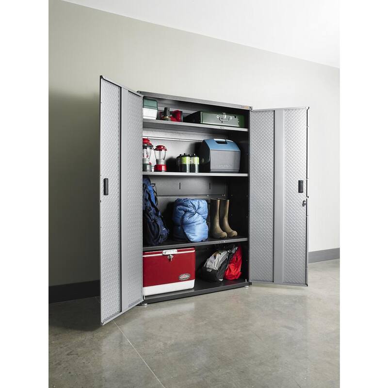 Steel Freestanding Garage Cabinet in Silver Tread K425
