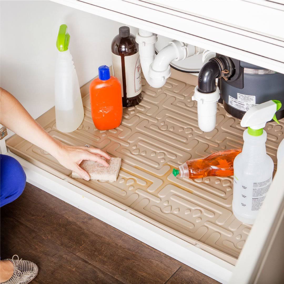 Under Sink Kitchen Cabinet Mat 37 x 22 inch Beige Z908703
