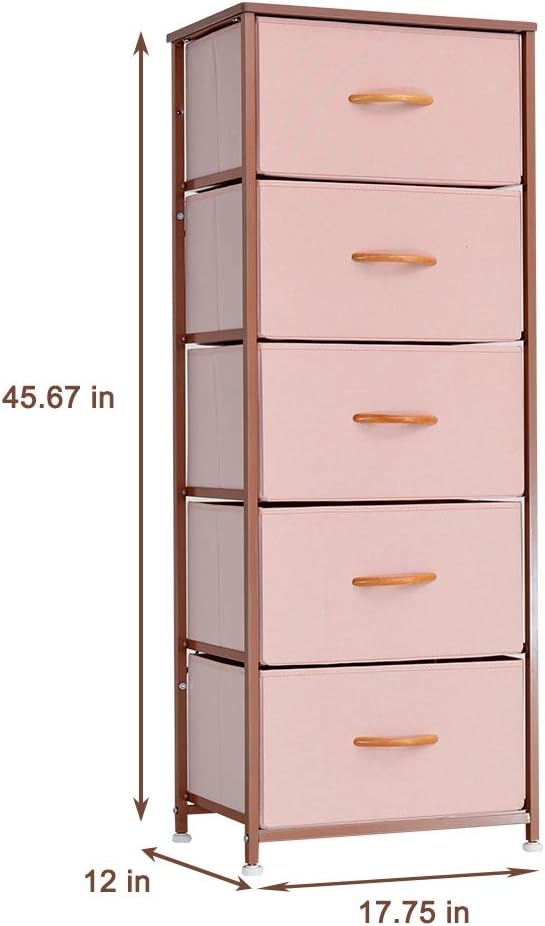 Vertical 5 Fabric Drawer Dresser Storage Tower M3614