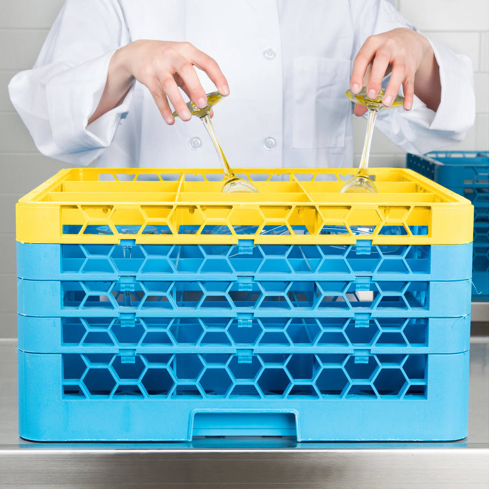 9 Compartment Yellow Glass Rack with 4 Extenders H334