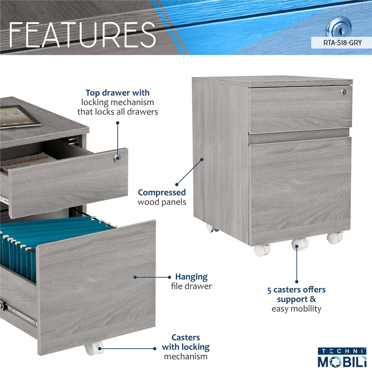 White Two Drawer Vertical Filing Cabinet with Lock L66440