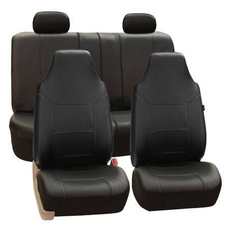 Black PU Leather Full Set Car Seat Covers A7866