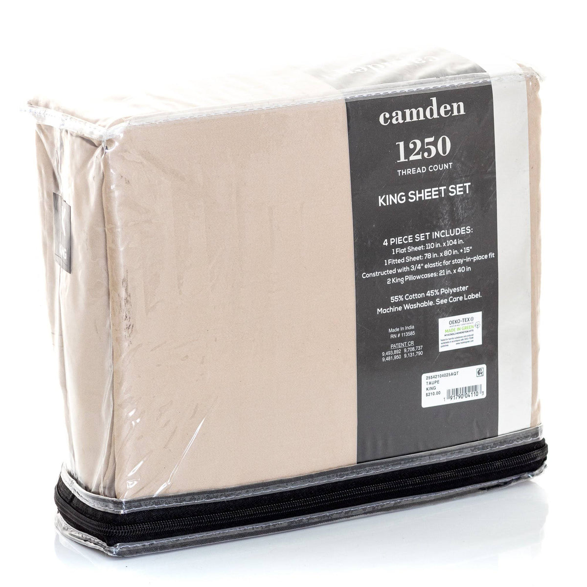 1250 Thread Count 4 pc. Sateen Sheet Set, King - Taupe A343663