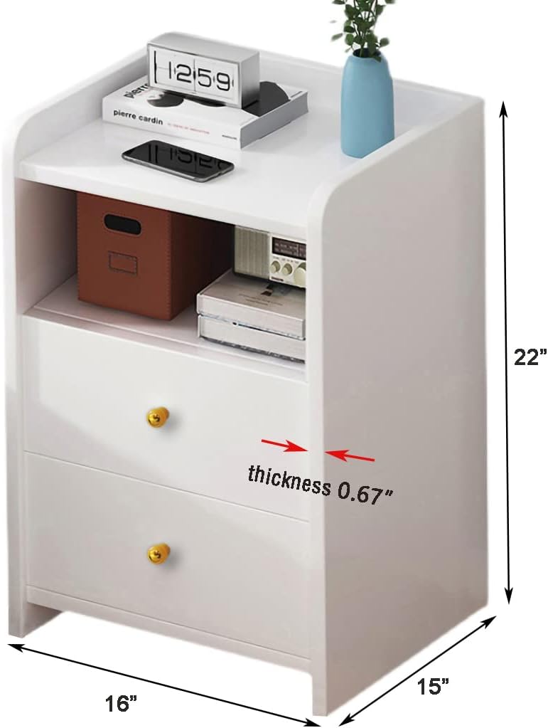 White Nightstand with Drawers C252