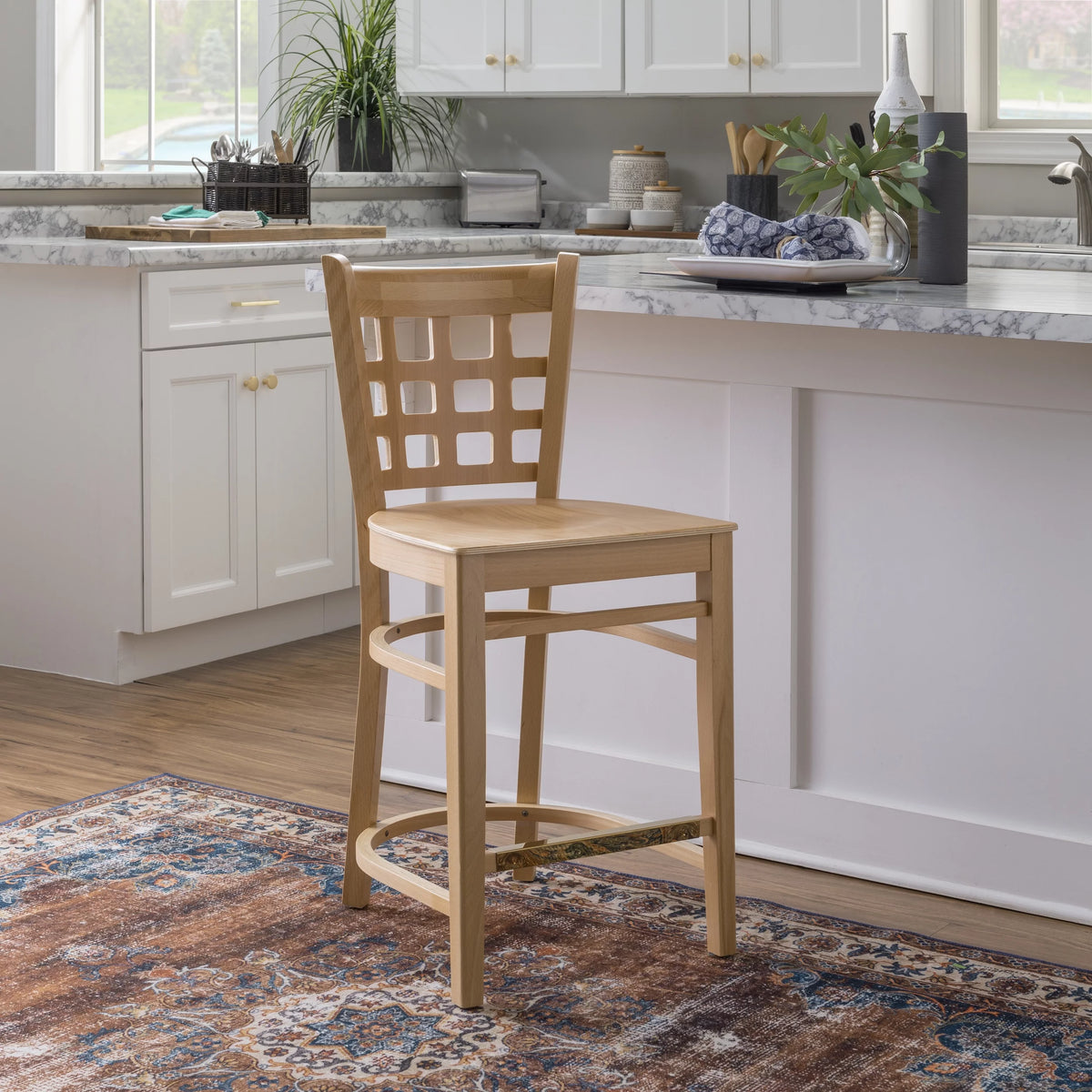 24" Indoor Wood Counter Stools, Set of 2, Natural P688