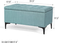 Light Blue Linen Storage Ottoman Bench X478717