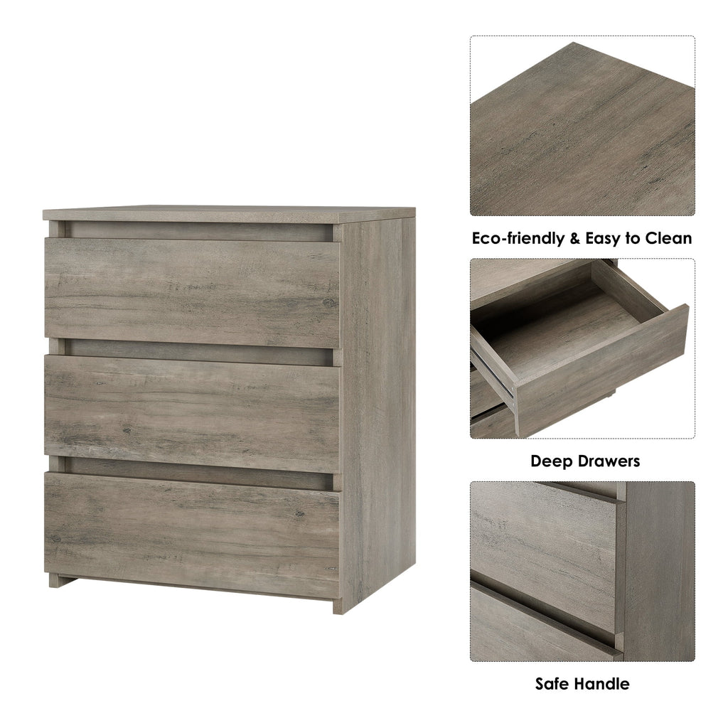 White 3 Drawer Wood Nightstand A838234