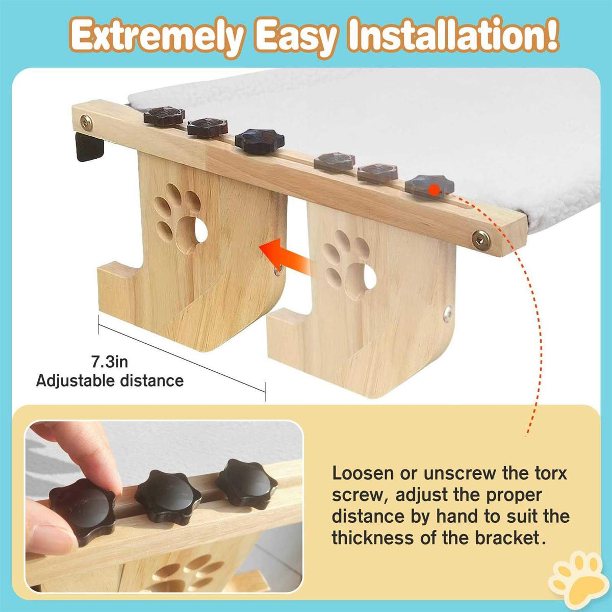 Cat Window Perch with Wood and Metal Frame F954