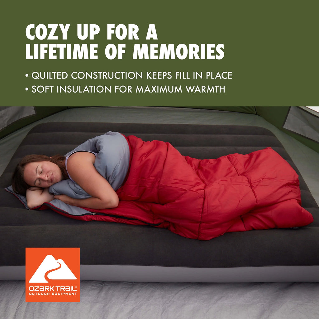 50-Degree Warm Weather Rectangular Sleeping Bag, Red, 33x75 B616724
