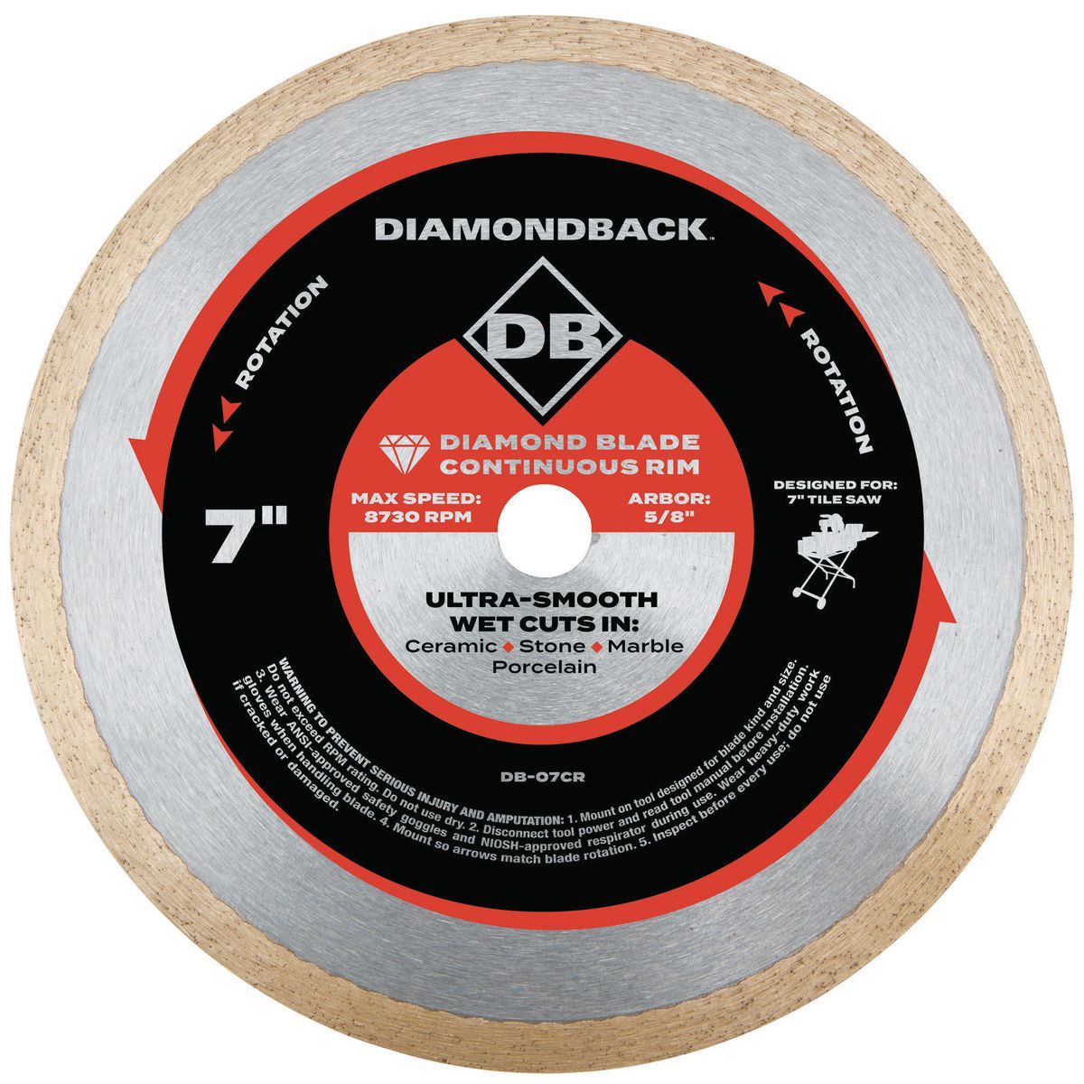 7 in. Continuous Rim Wet or Dry Cut Diamond Blade W53621