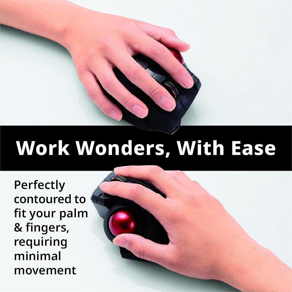 Wired Wireless Bluetooth Thumb-Operated Trackball Mouse, 8-Button, Black Q8086