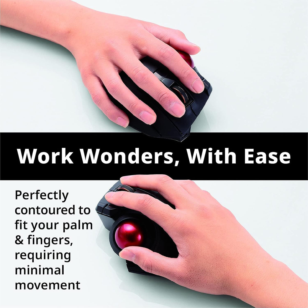 Wired Wireless Bluetooth Thumb-Operated Trackball Mouse, 8-Button, Black Q8086