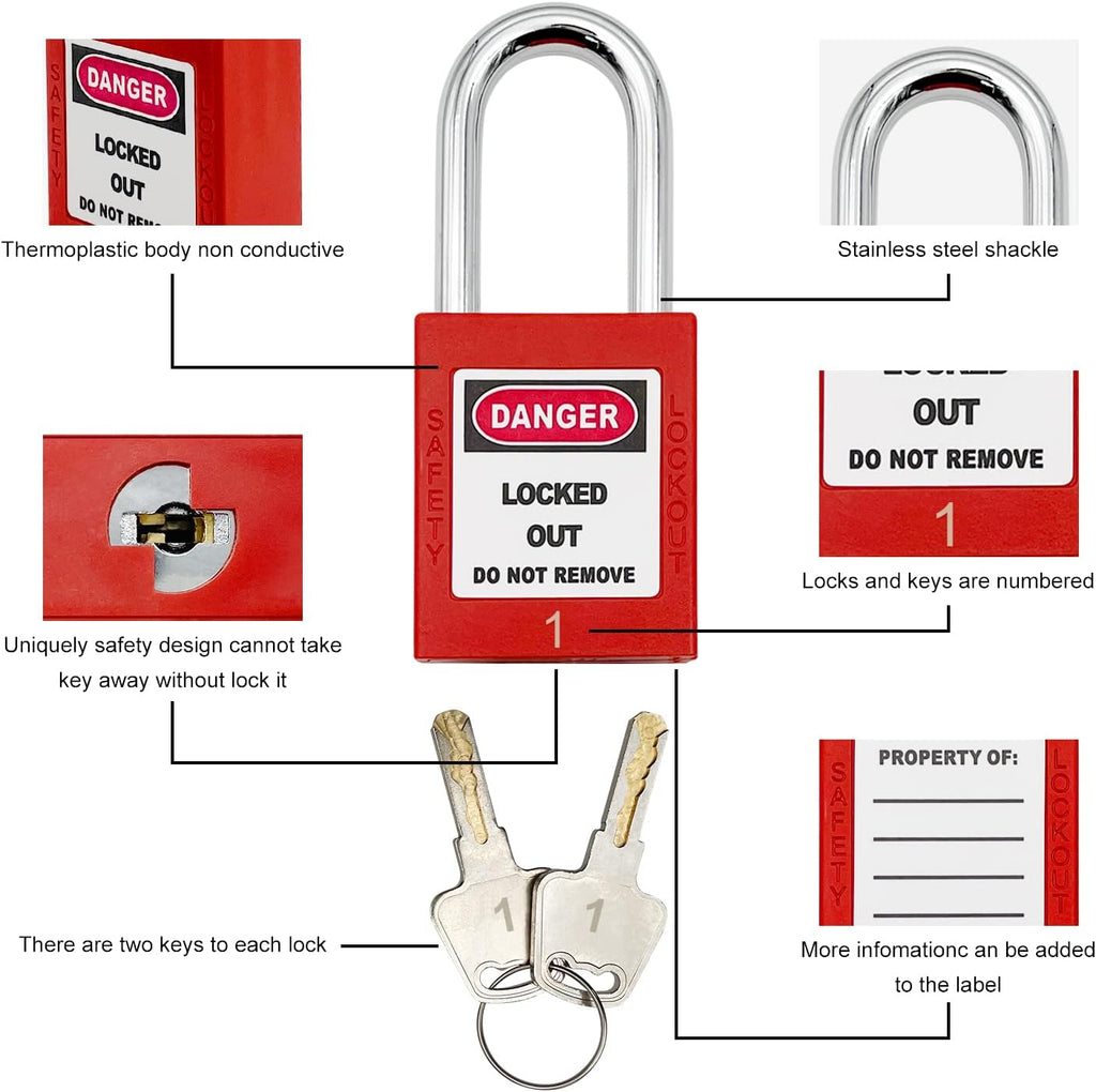 Lockout Tagout Station with 10 Padlocks, 2 Hasps, 20 Tags S3869