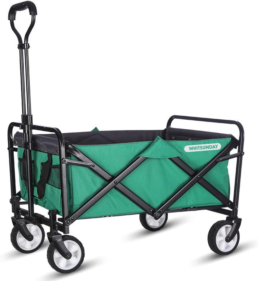 Collapsible Folding Utility Wagon Cart 5" Solid Rubber Wheels Grey K675419