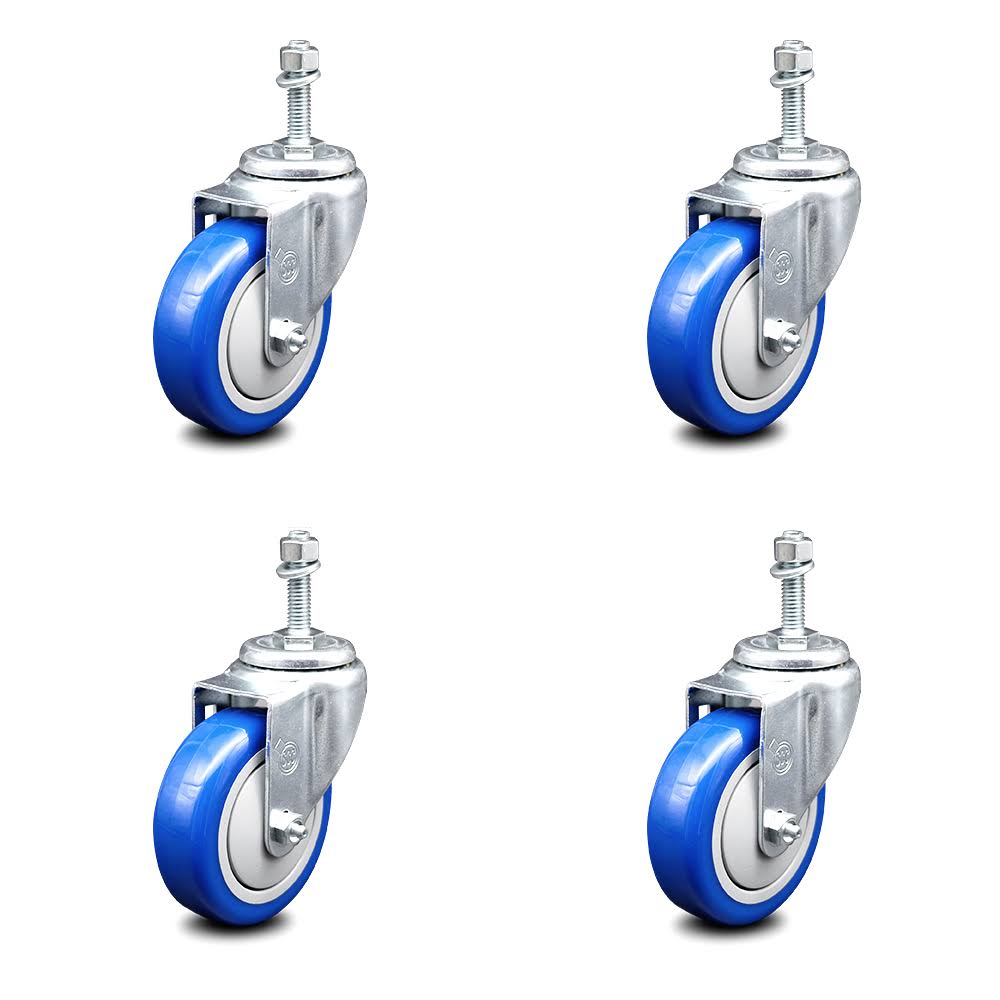 Blue Poly Swivel Caster Set of 4 P489