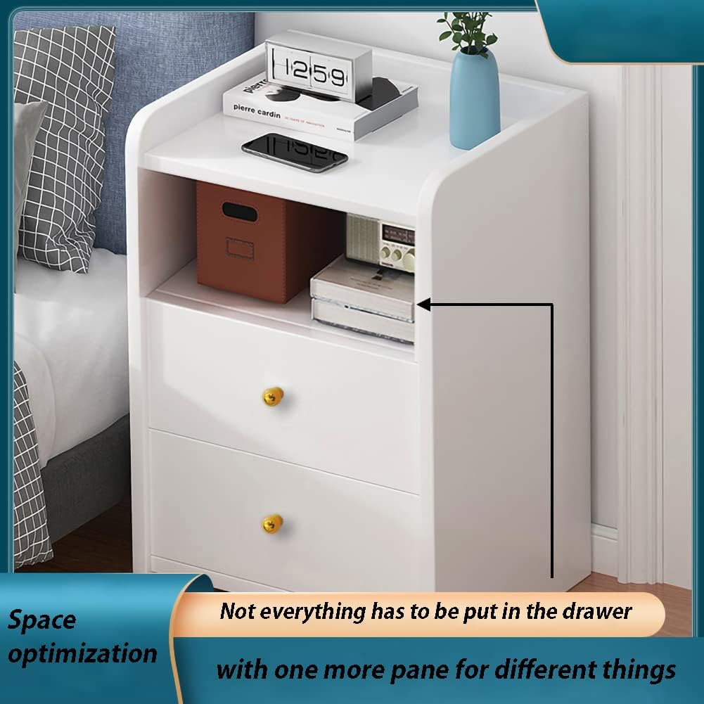 White Nightstand with Drawers C252