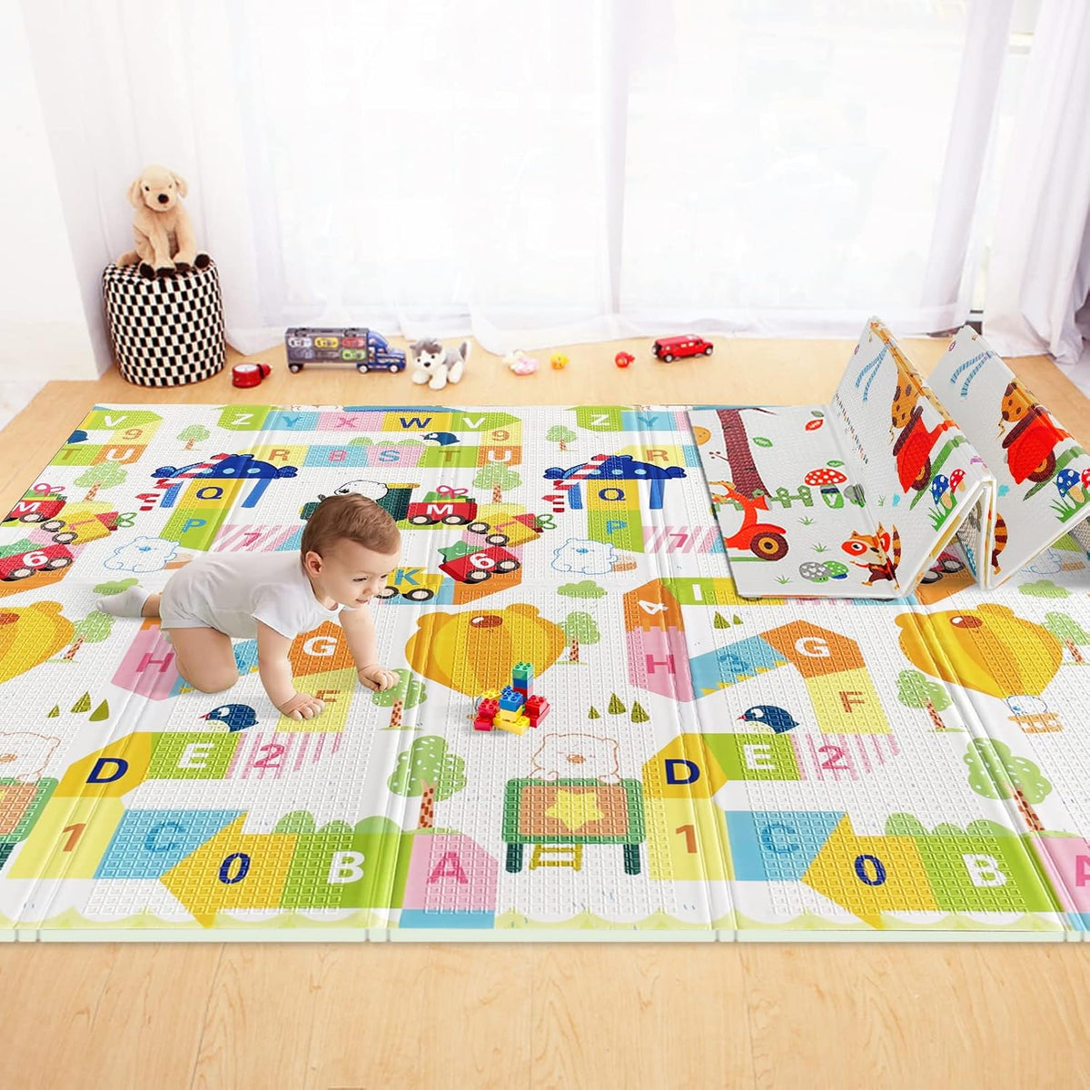 Extra Large Foldable Waterproof Baby Crawling Mat with Carry Bag F5250