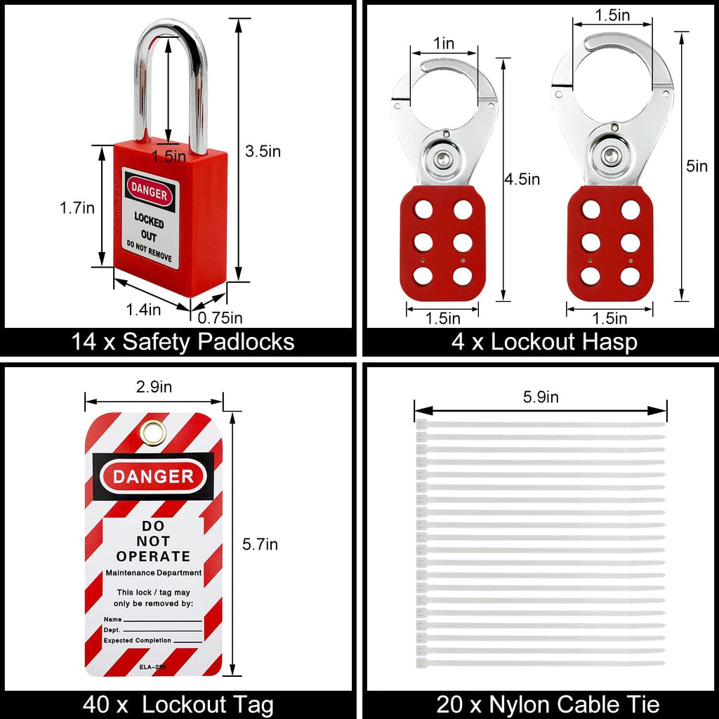 Lockout Tagout Station with 10 Padlocks, 2 Hasps, 20 Tags S3869