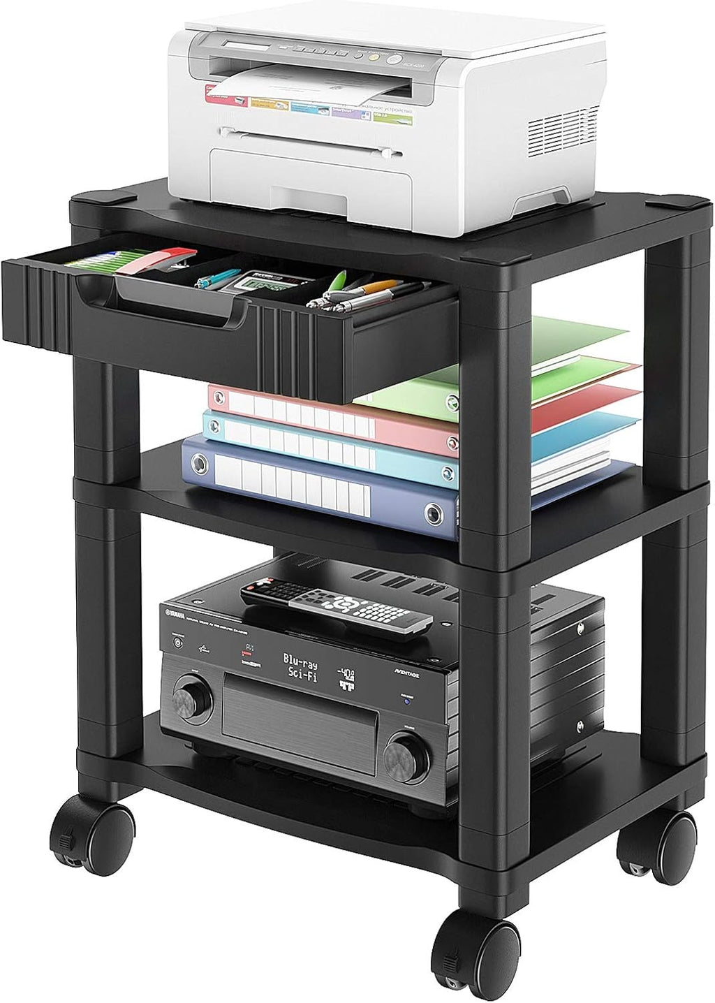 3 Tier Height Adjustable Printer Stand with Drawer T152