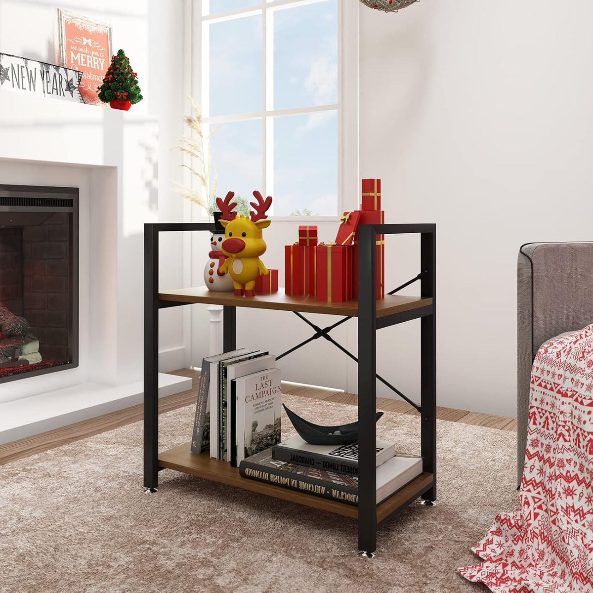 Industrial Style 2 Tier Bookshelf Storage Rack A12032
