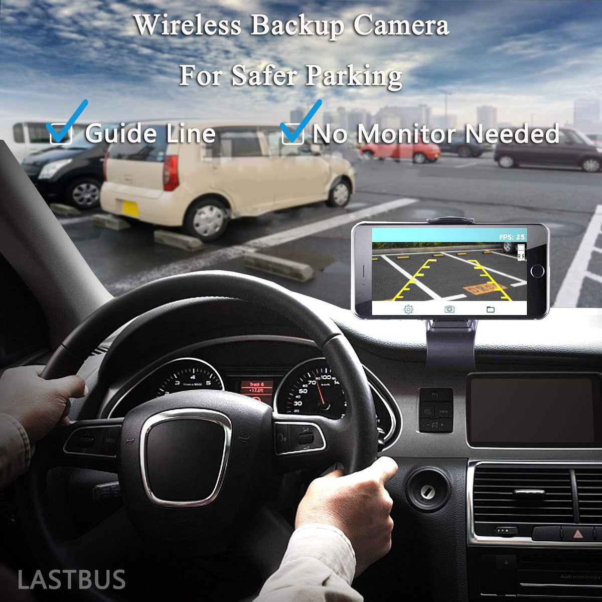 Wireless Backup Camera 170° View Angle IP69 Waterproof License Plate Camera I124458