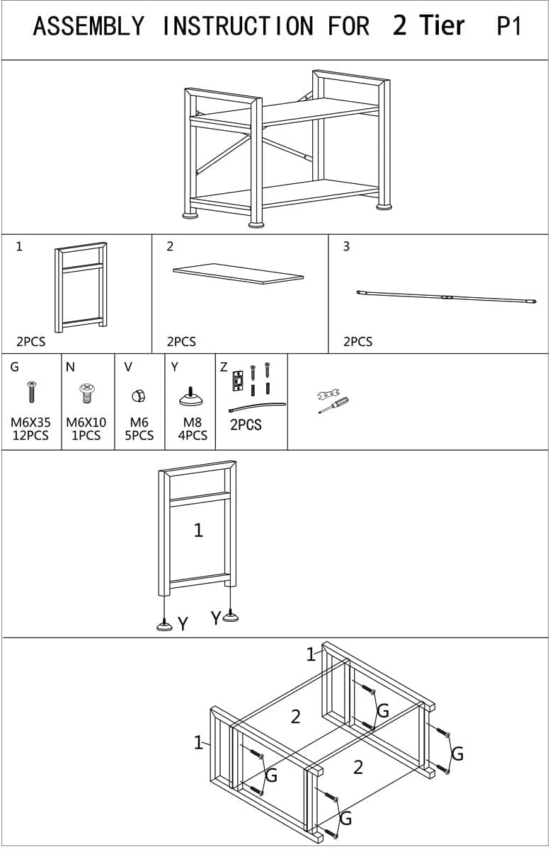Industrial Style 2 Tier Bookshelf Storage Rack A12032