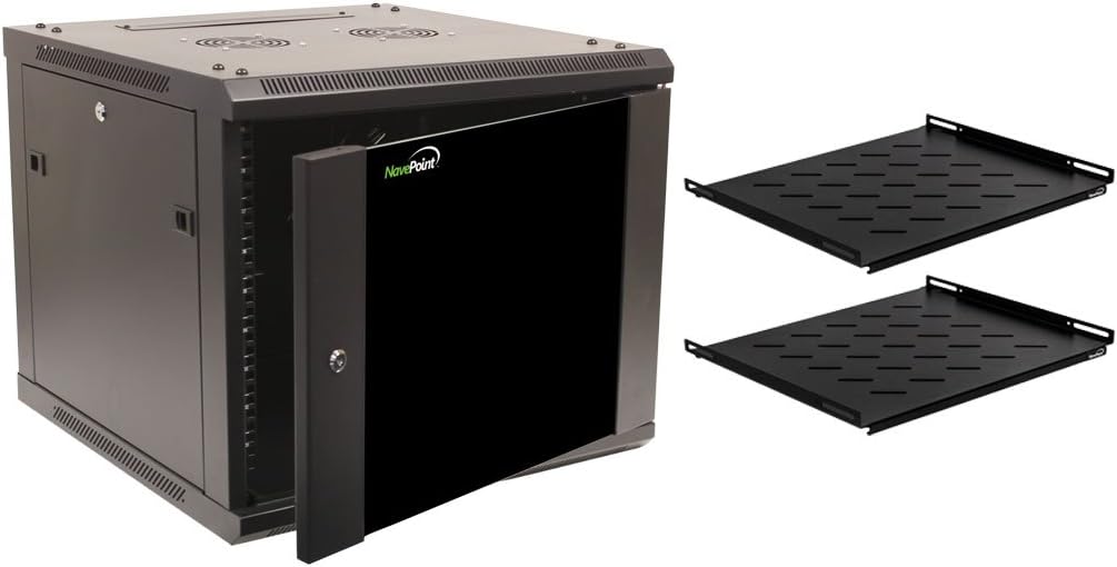 9U Wall Mount Server Cabinet Rack Enclosure with Glass Door Lock B50003
