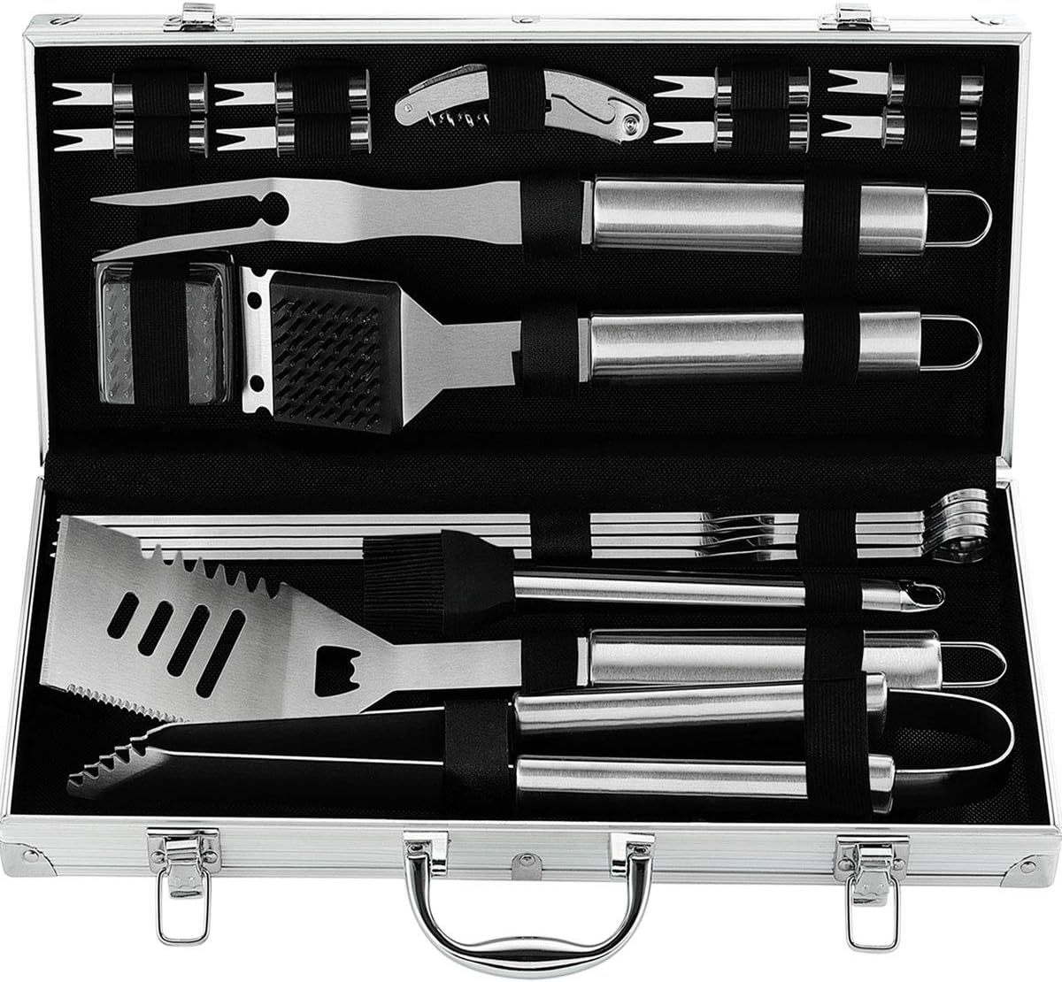 20 Pc Heavy Duty Stainless Steel BBQ Grill Tools Set with Aluminum Storage Case O304
